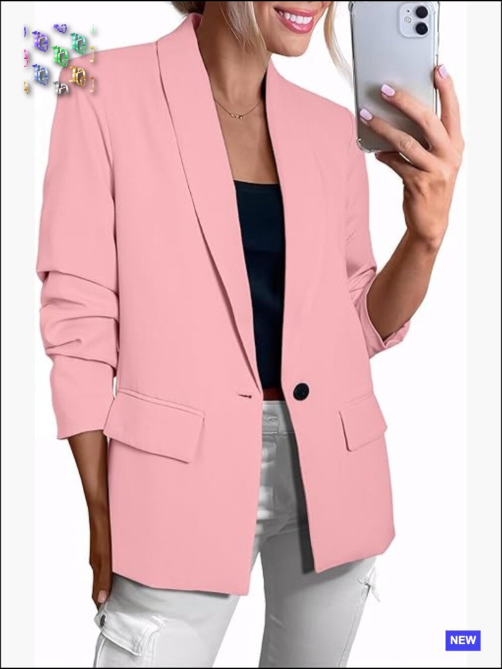 Elegant Open Front Blazer Slim Fit Polyester Business Casual Office Wear